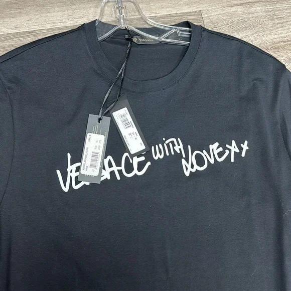 Versace solid black gorgeous T.shirt with white print